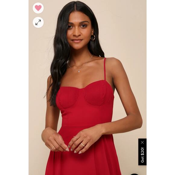 NWT Lulus Cause for Commotion Red Pleated Bustier Maxi Dress - Picture 3 of 4